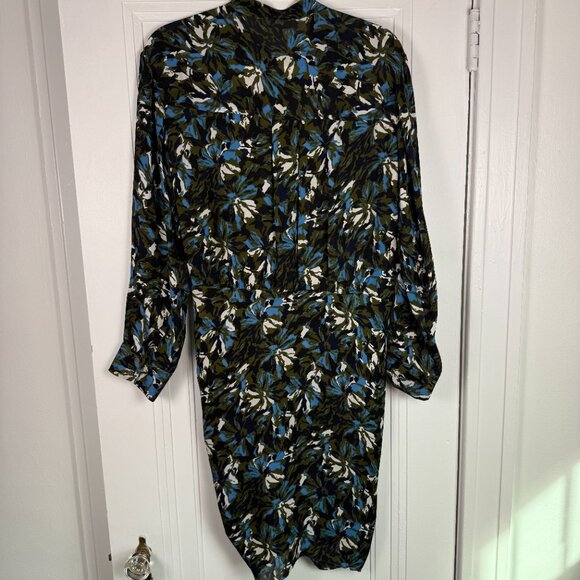 Veronica Beard Long-Sleeve Printed Button-Front Tie-Waist Shirtdress - Size 10 - Picture 1 of 9
